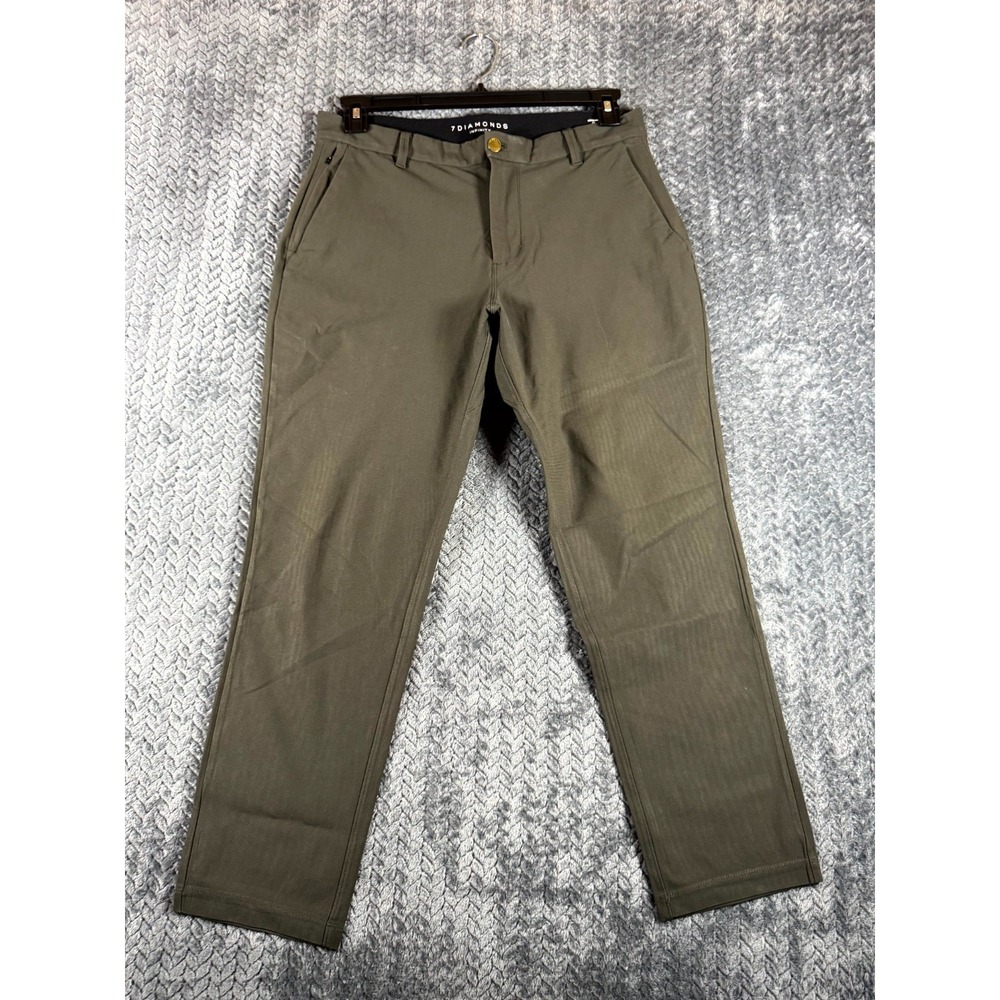 7Diamonds Infinity Pants Mens 32x25.5 Olive Green Straight Leg Slash Pockets